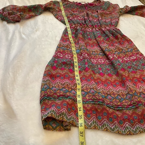 Diane Von Furstenberg 100% Silk Dress Parry Multi-Floral Peasant Smock Size 0 - Picture 12 of 16